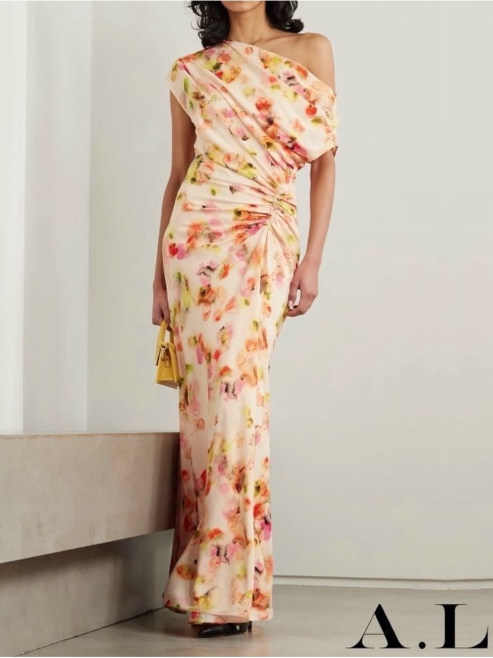 A.L.C. Poppy Floral Maxi Dress in Blush and Coral